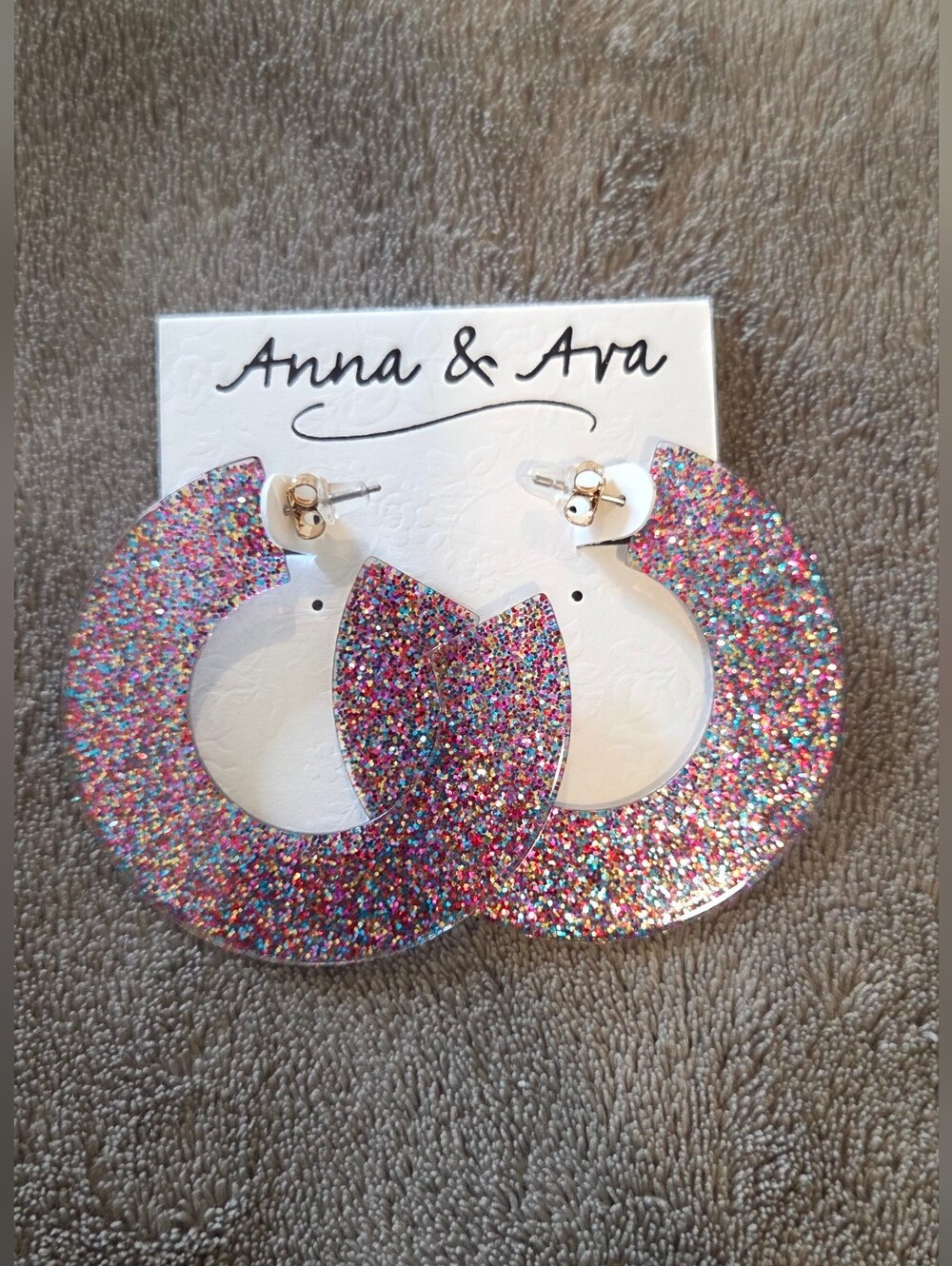 Anna & Ava Pink Multicolor Glitter Hoop Earrings